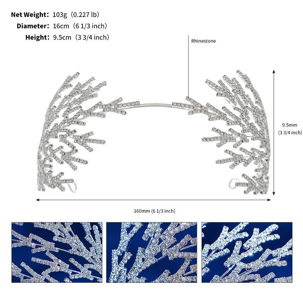 Vương miện cài tóc cô dâu đính đá màu bạc lấp lánh, cài tóc ôm đầu cá tính