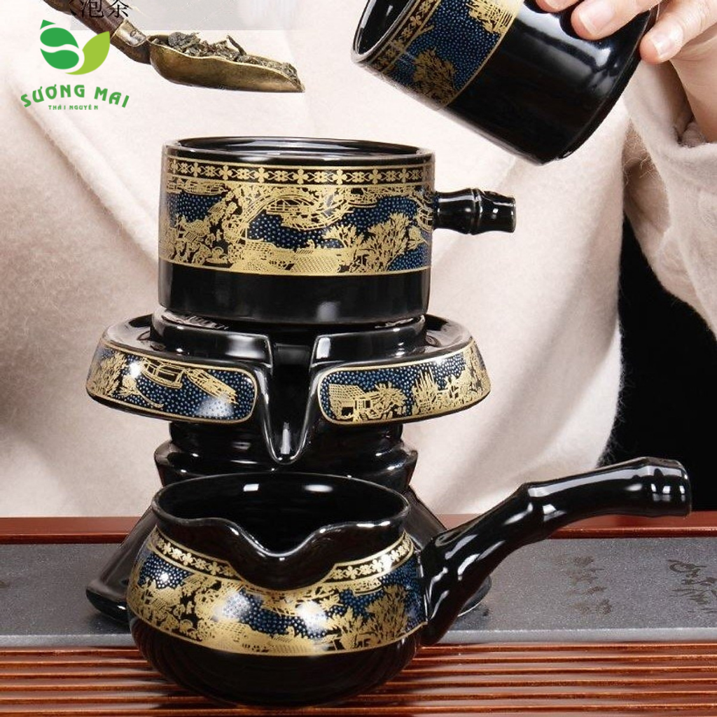 Bộ ấm chén pha trà cối xay Cảnh Trấn Thanh Di 13&12&11 món