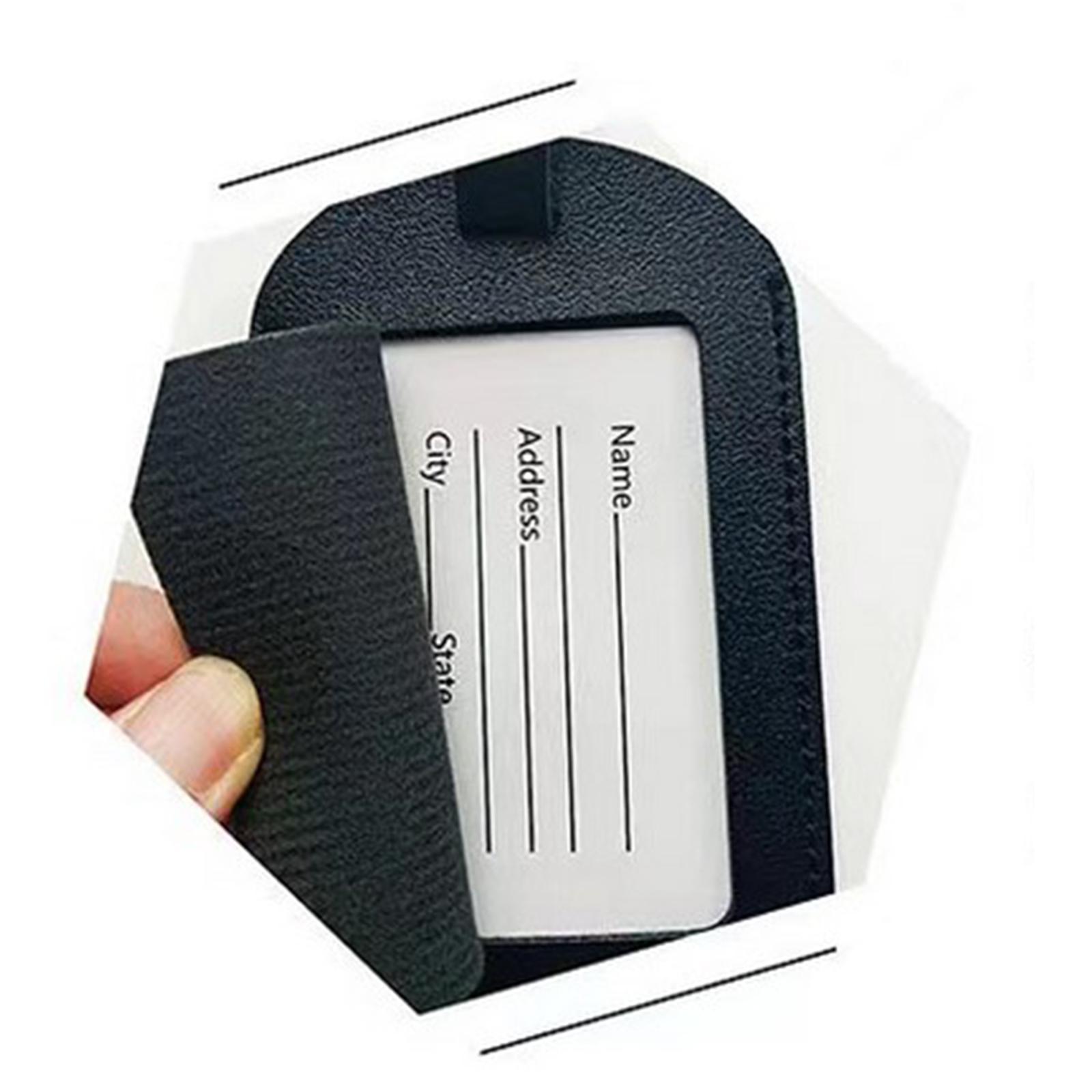 PU Leahter Luggage Tags Travel Accessories Suitcase Tags Privacy Backpack Black