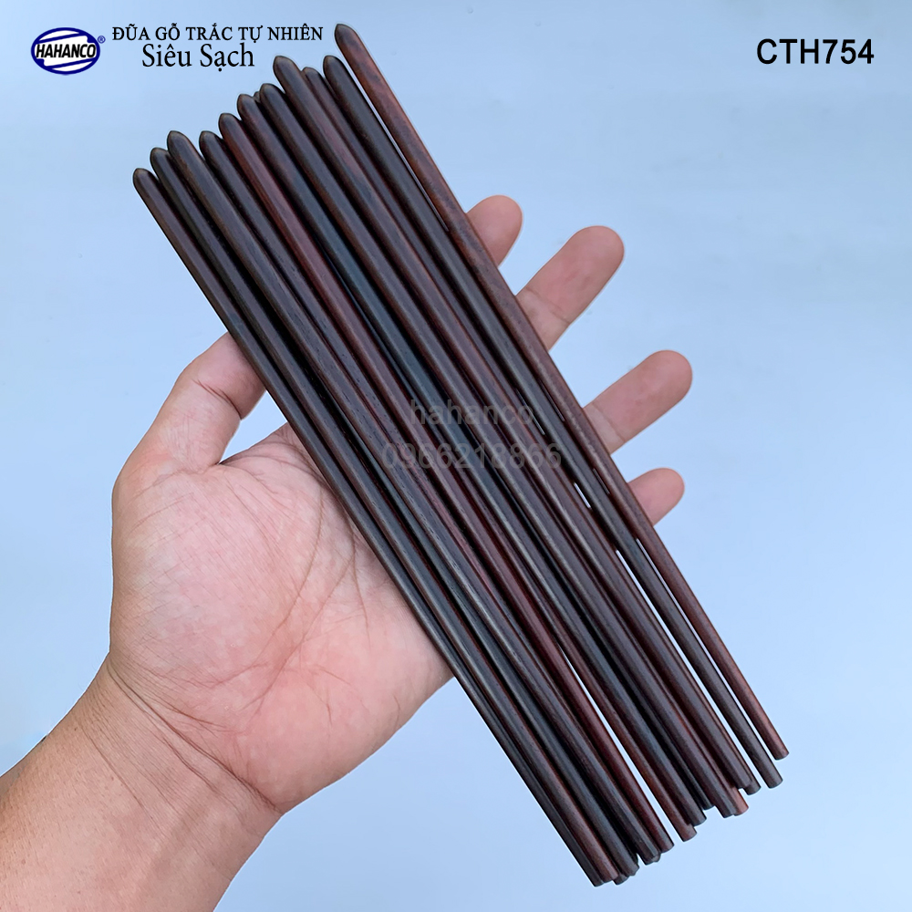 Đũa đầu búp gỗ Trắc Việt Nam Siêu sạch (10 đôi) Kháng khuẩn, không nấm mốc (CTH754) để mộc siêu bền - an toàn sức khỏe