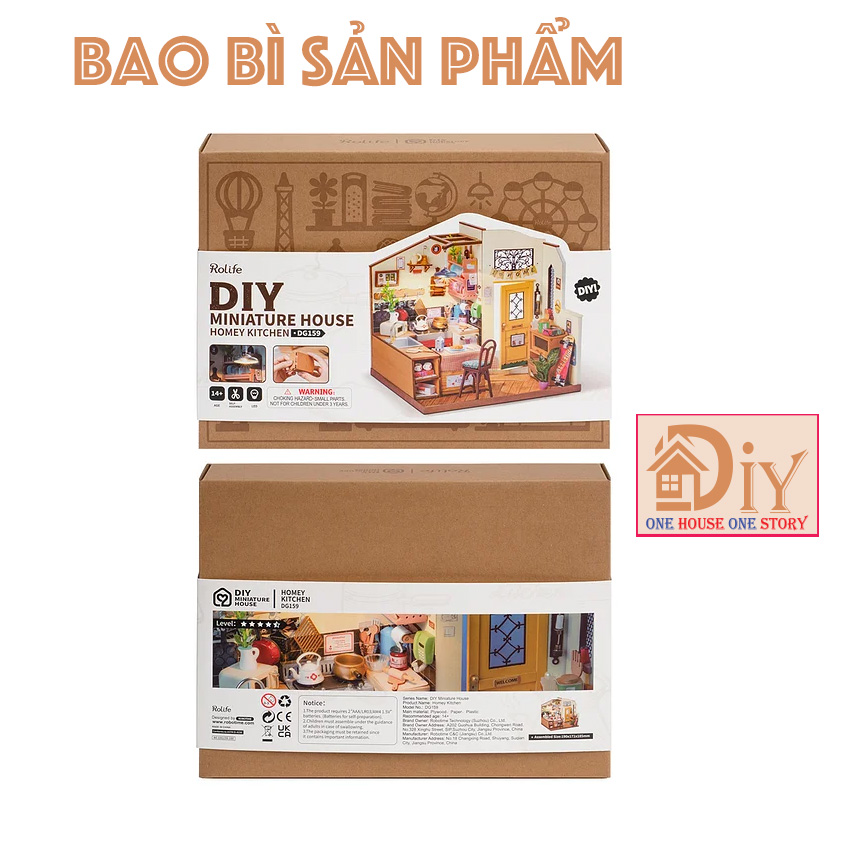 Nhà búp bê gỗ DIY Robotime Rolife | Homey Kitchen DG159 tự lắp ghép - Quà tặng trang trí sáng tạo