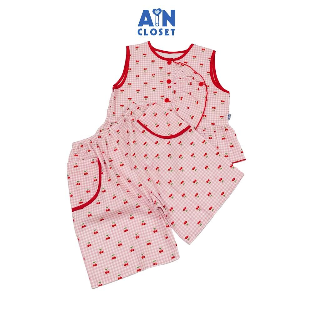Bộ quần áo Lửng bé gái hoạ tiết Cherry Bi Đỏ Cotton - AICDBGEJRB3Y - AIN Closet