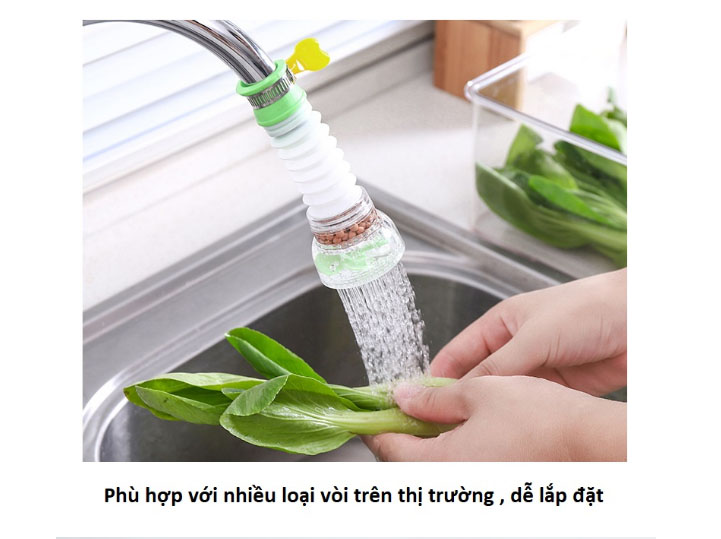 Đầu lọc nước ngay tại vòi xoay 360 độ siêu tiên lợi đem lại nguồn nước tinh khiết