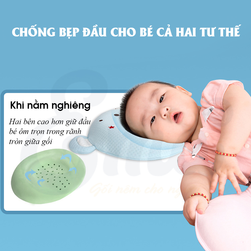 Gối chống bẹp đầu, méo đầu, định hình đầu cho trẻ sơ sinh thế hệ 3 - Thương hiệu EMA