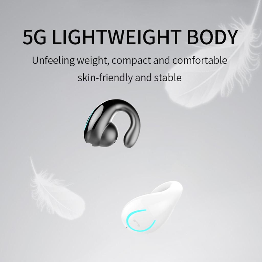 Single Wireless Earbud, Bluetooth 5.0 Earbuds Headphone, Ear Clip Headphones with Mic, Deep Bass, Touch Control, for Sport