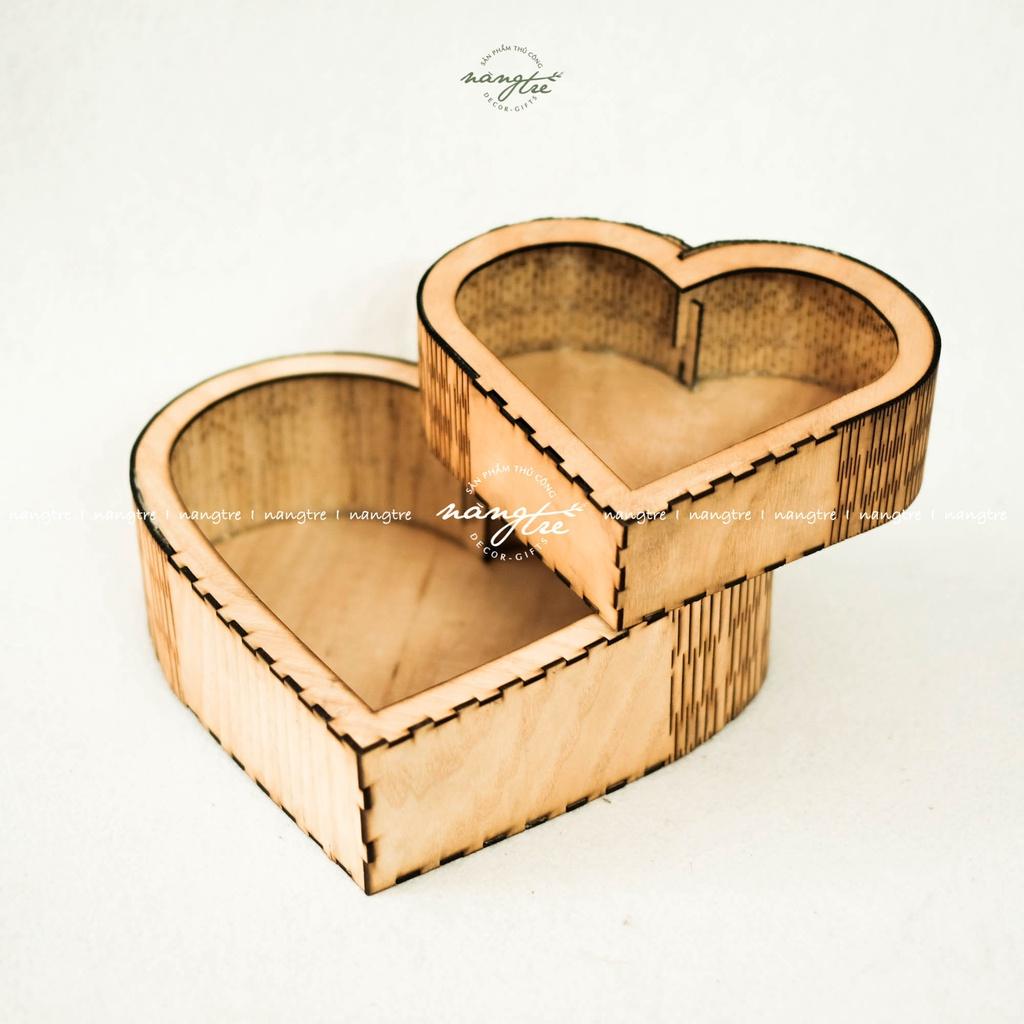 Hộp gỗ trái tim gói quà