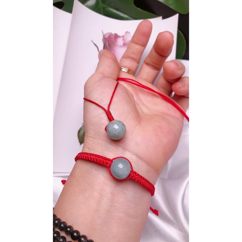 COMBO VÒNG VÀ DÂY CHUYỀN ĐÁ THẠCH ANH XANH LÁ DÂY ĐỎ