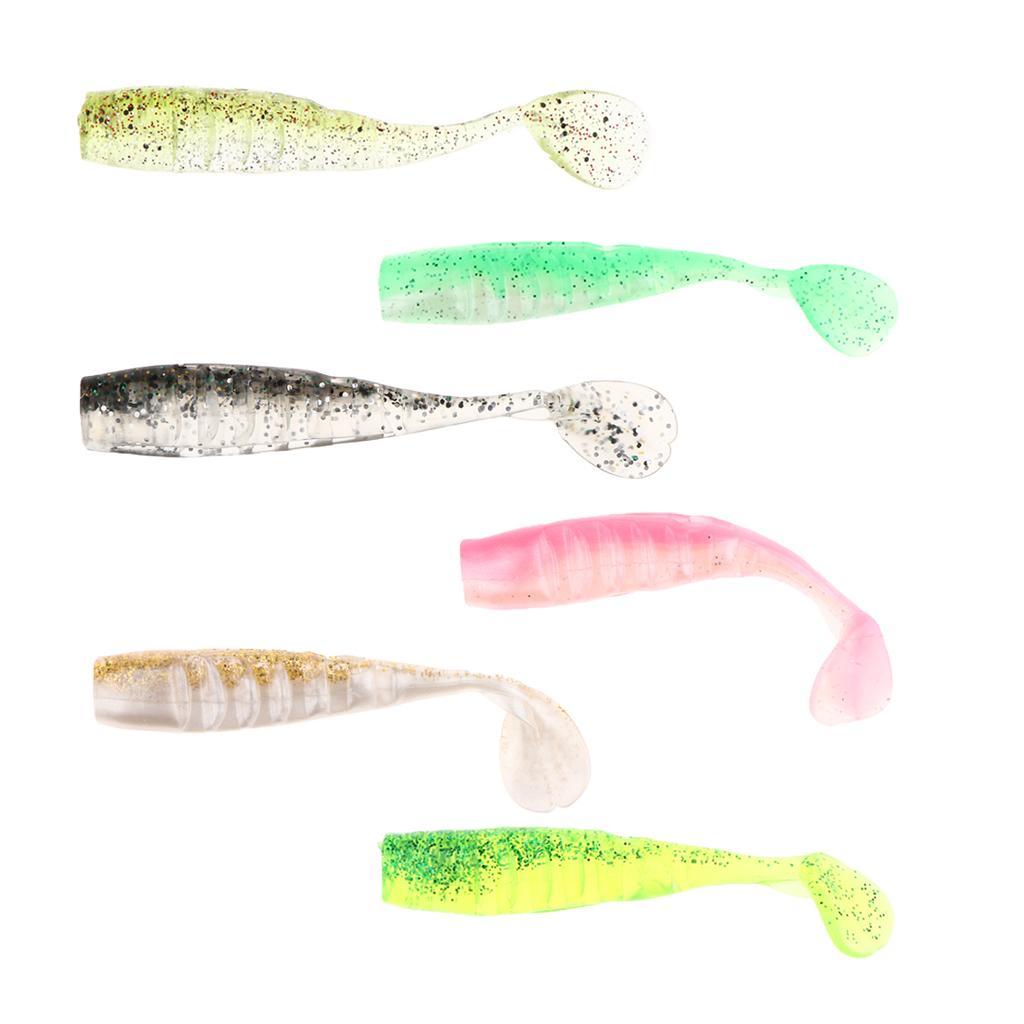 5x Artificial T Tail Crankbait Soft Jig Fish Baits Swimbait Hook Tackle for Saltwater Freshwater Bass Trout Walleye