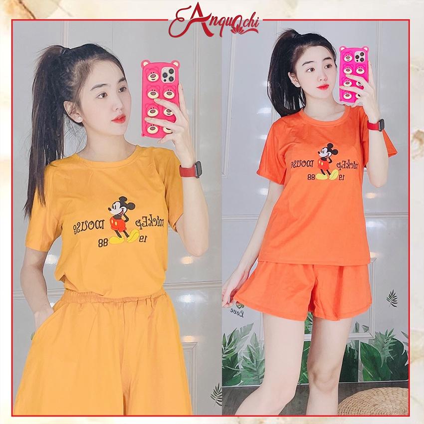 Đồ Bộ Nữ Mặc Nhà Anquachi Ống Rộng Đẹp Thun Cotton Nữ Mặc Ngủ Ở Nhà Dễ Thương Quần Đùi Cute A054
