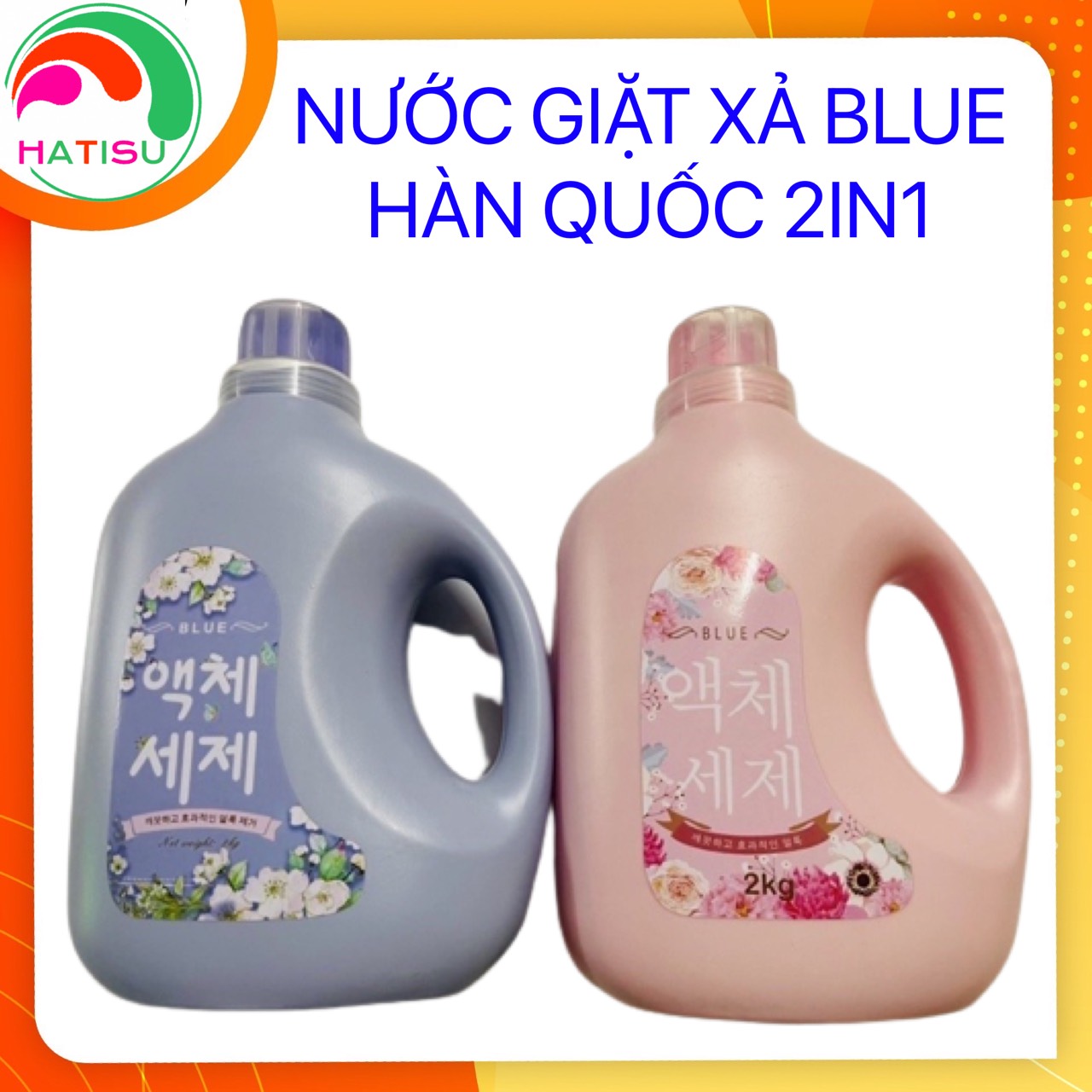 CAN Nước giặt kiêm xả Hàn Quốc BLUE 2 trong 1 với hương thơm thảo mộc HATISU
