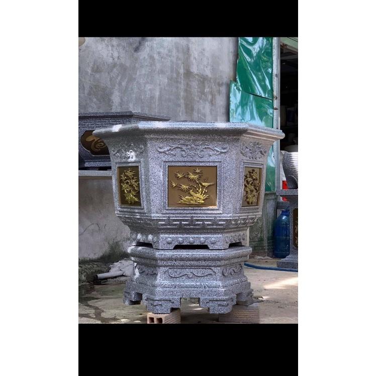 Bộ khuôn đúc chậu cảnh lục giác rộng 70cm mẫu Trúc-Cúc-Mai ghép Phúc-Lộc-Thọ kèm chân nhựa ABS có lòng trong