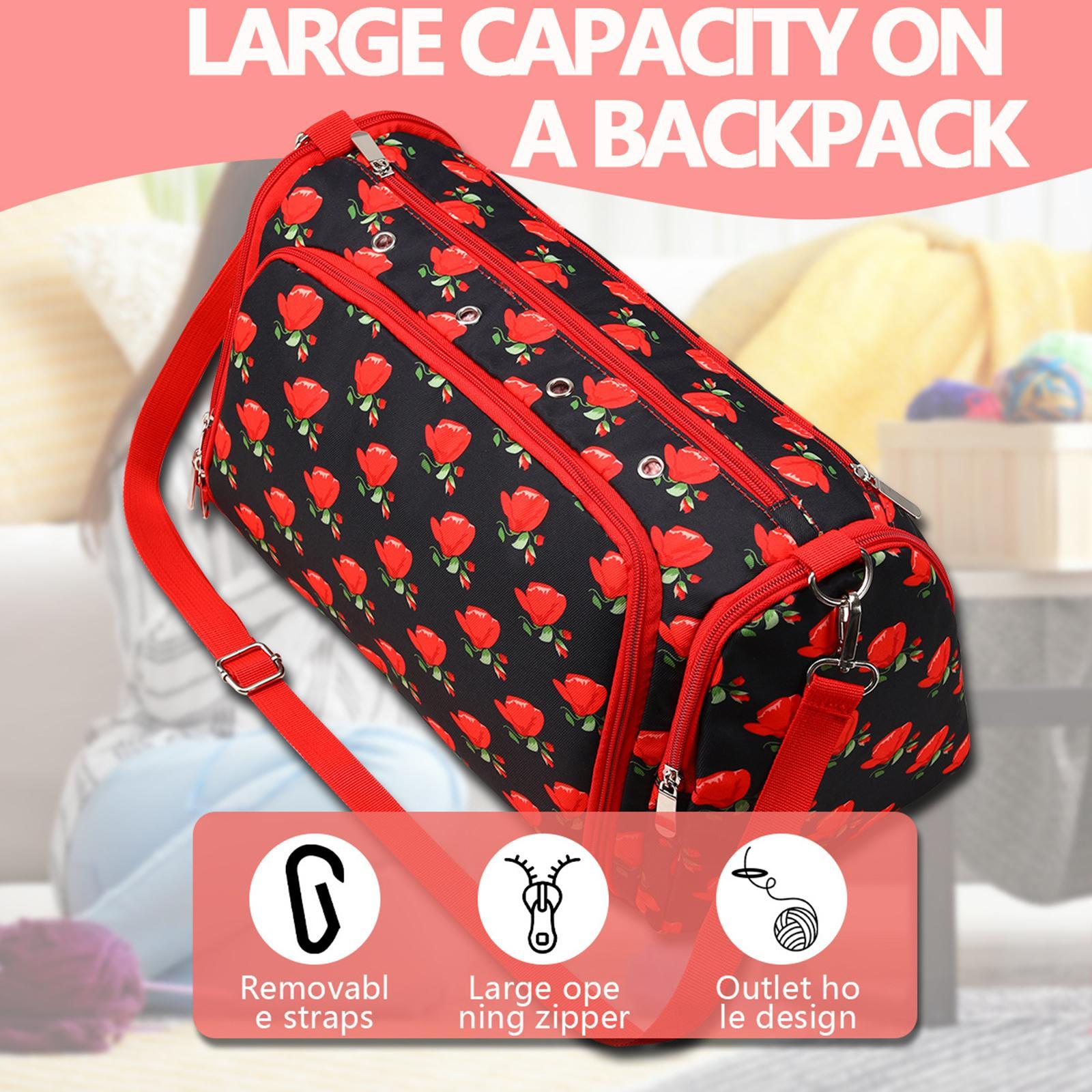 Crochet Tool Storage Bag Yarn Storage Bag Rose Pattern Crochet Bag Organizer