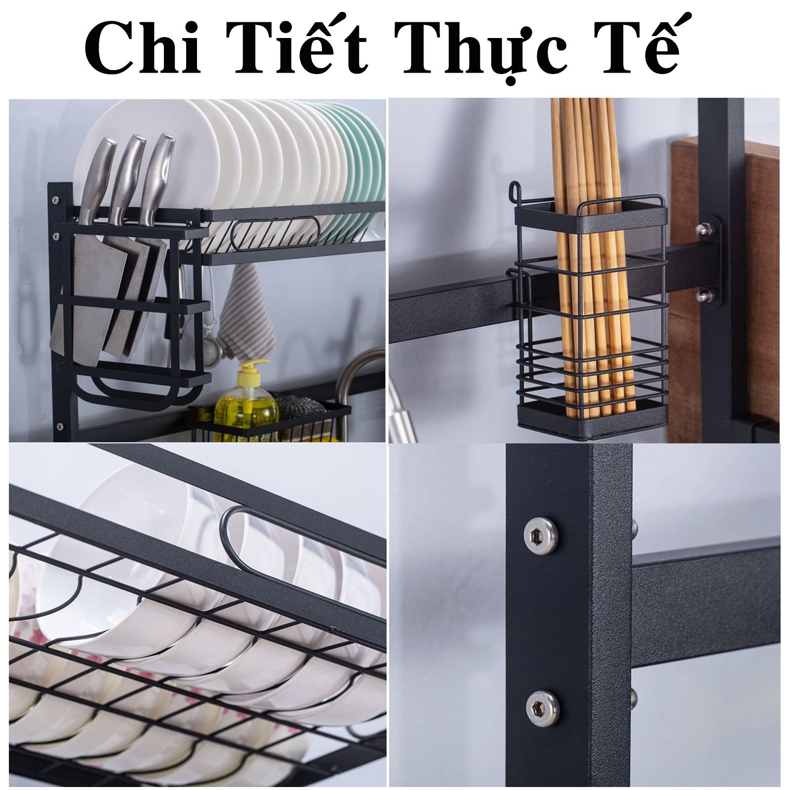 Bộ Kệ Để Bát Thông Minh, Giá Kệ Để Chén Bát Đũa Đa Năng Chọn Cỡ (65/85/95/125cm – 1 tầng/2 tầng) – Lõi Thép Carbon Không Gỉ - Phủ Sơn Tĩnh Điện Cao Cấp Siêu Bền – Chống Bám Bụi Cao Cấp Chính Hãng Dododios