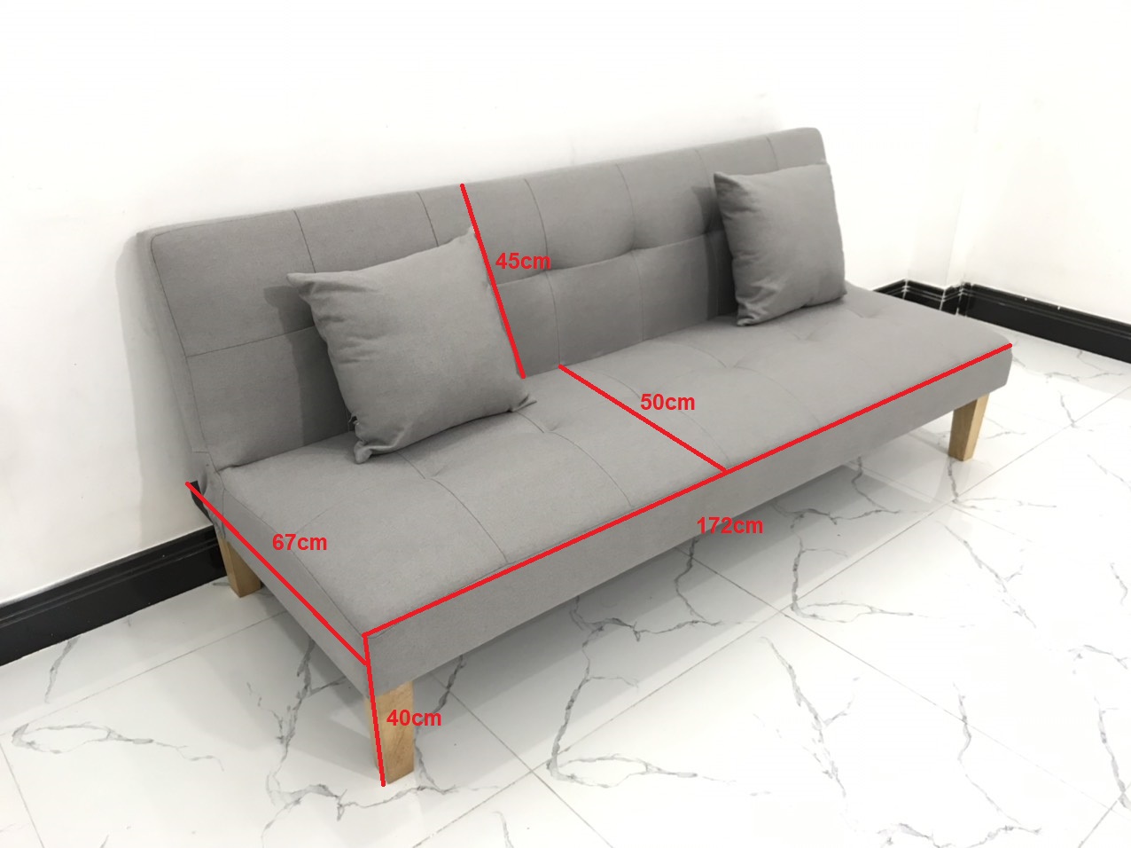 Bộ bàn ghế sofa bed bật giường nằm xám trắng nhiều kích cỡ