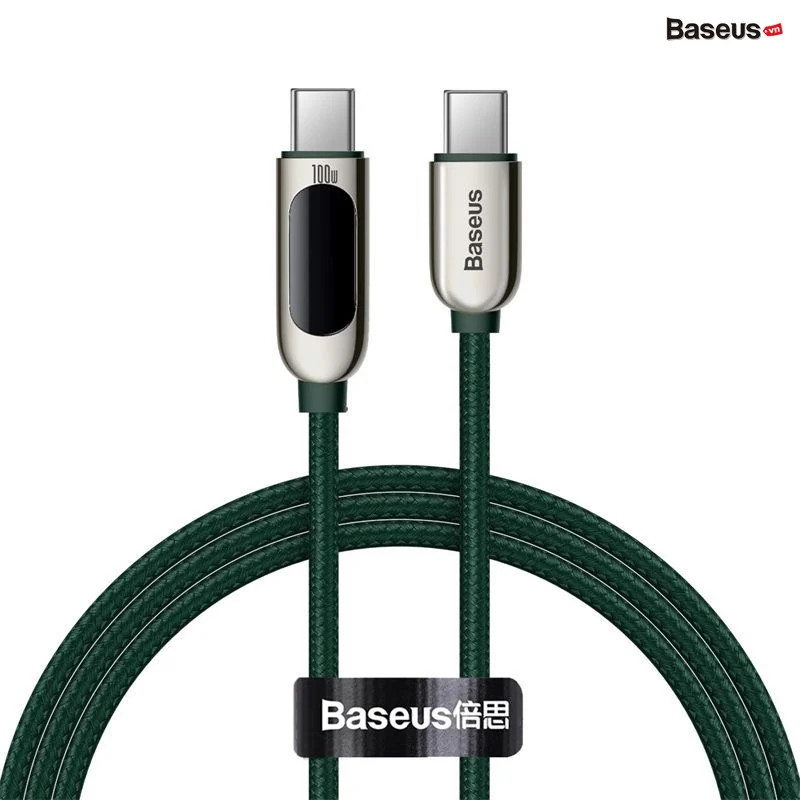 Cáp sạc nhanh C to C 100W Baseus Display Fast Charging Data Cable - hàng nhập khẩu