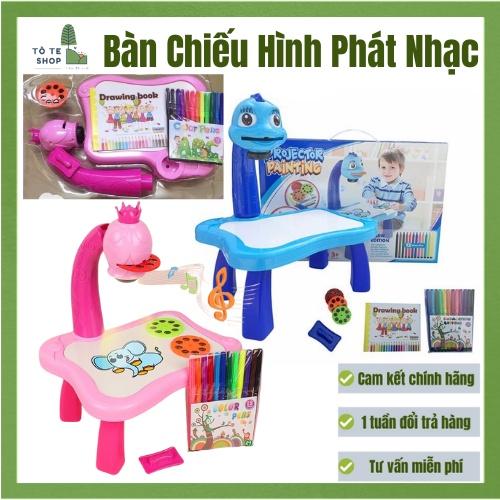 Bàn vẽ có đèn chiếu sáng 24 hình có thể phát nhạc, đèn chiếu vẽ tranh, bàn vẽ thông minh kèm máy chiếu cho bé tập vẽ