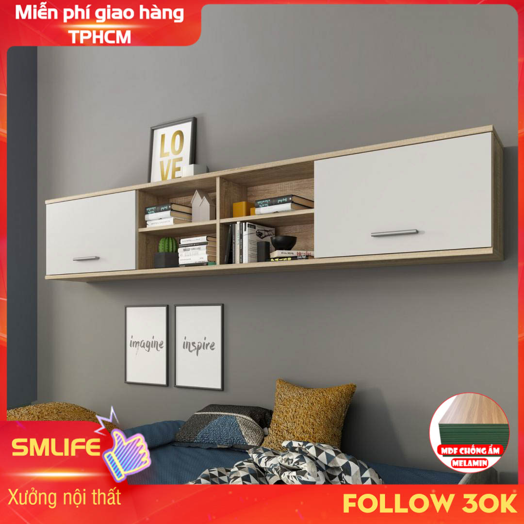 Kệ gỗ treo tường trang trí hiện đại SMLIFE Whilhelm | Gỗ MDF dày 17mm chống ẩm | D160xR25xC35cm