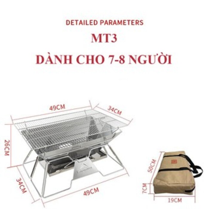 Bếp Nướng Than Ngoài Trời Campingmoon Đồ Cắm Trại Du Lịch Dã Ngoại Bếp Than Xếp Gọn Inox Campout A014