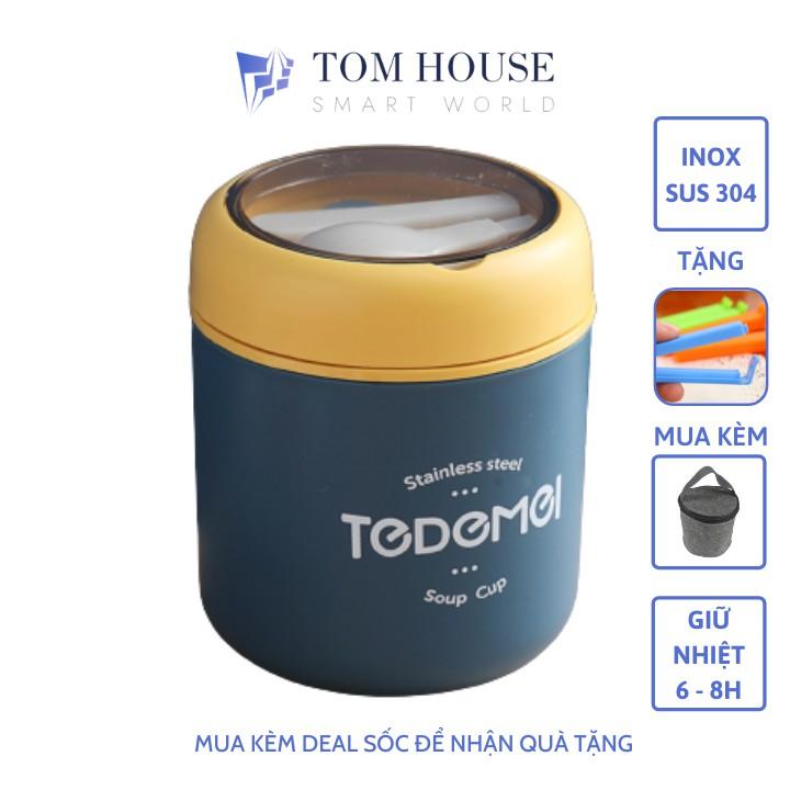 Cốc Đựng Cháo TODOMOI Kèm Muỗng Hộp Đựng Cháo Canh Soup Bền Đẹp Có Tay Xách Nắp Đậy