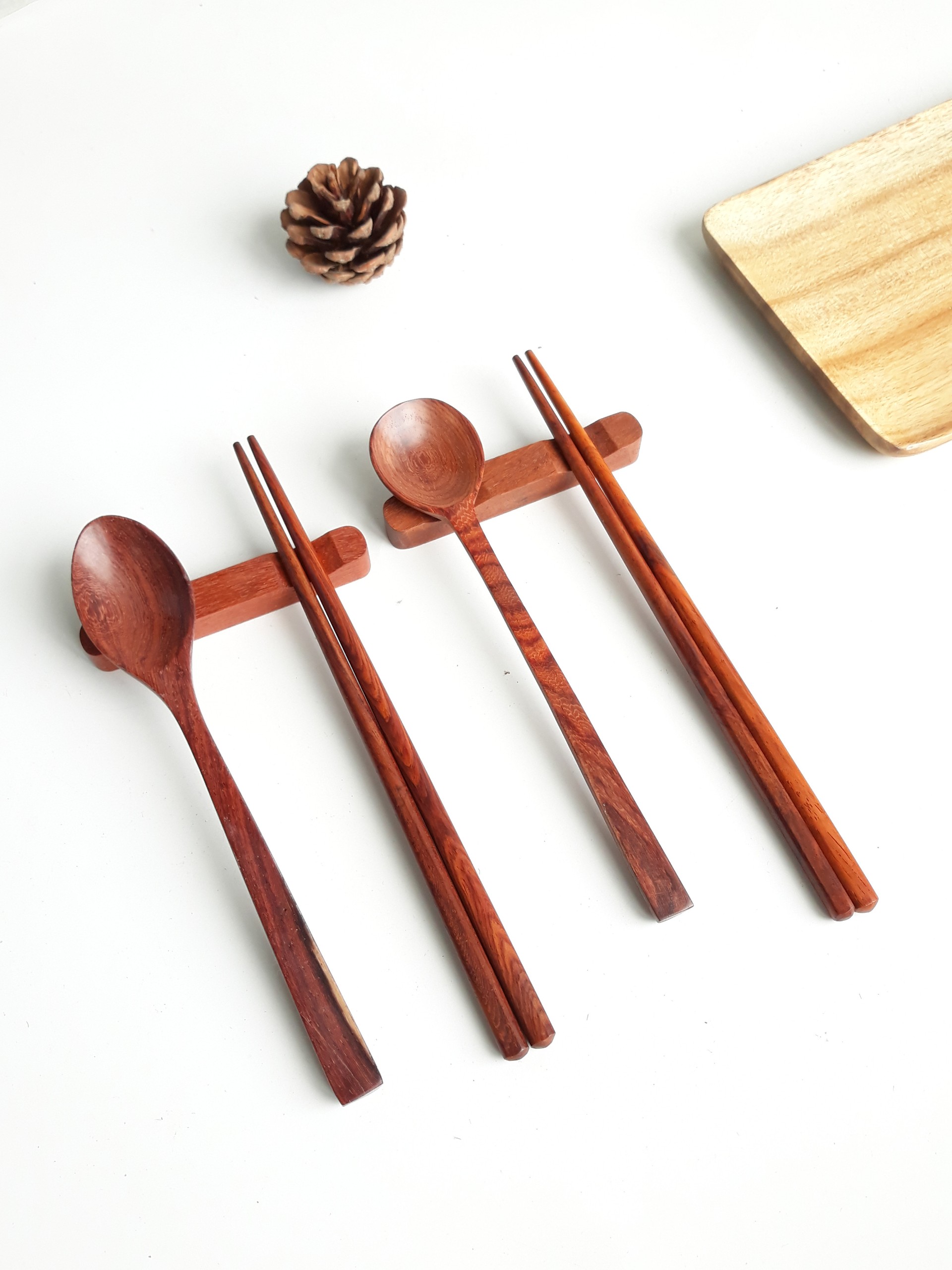 Thìa, muỗng gỗ cán dài miệng tròn 19.5 x 4 cm