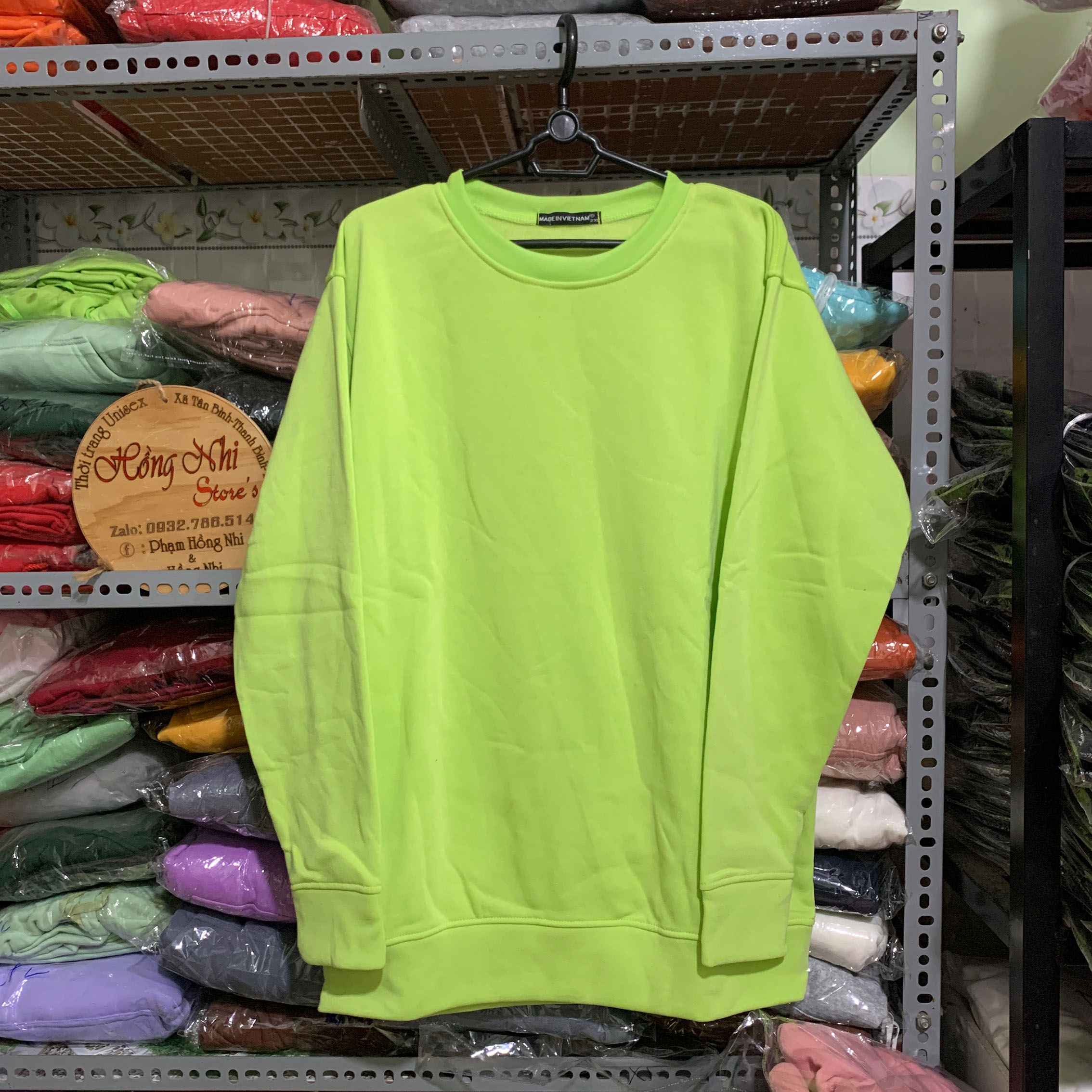 Áo Sweater Trơn Chất Nỉ Lót Bông Màu Xanh Lá - Sweater Unisex - MM