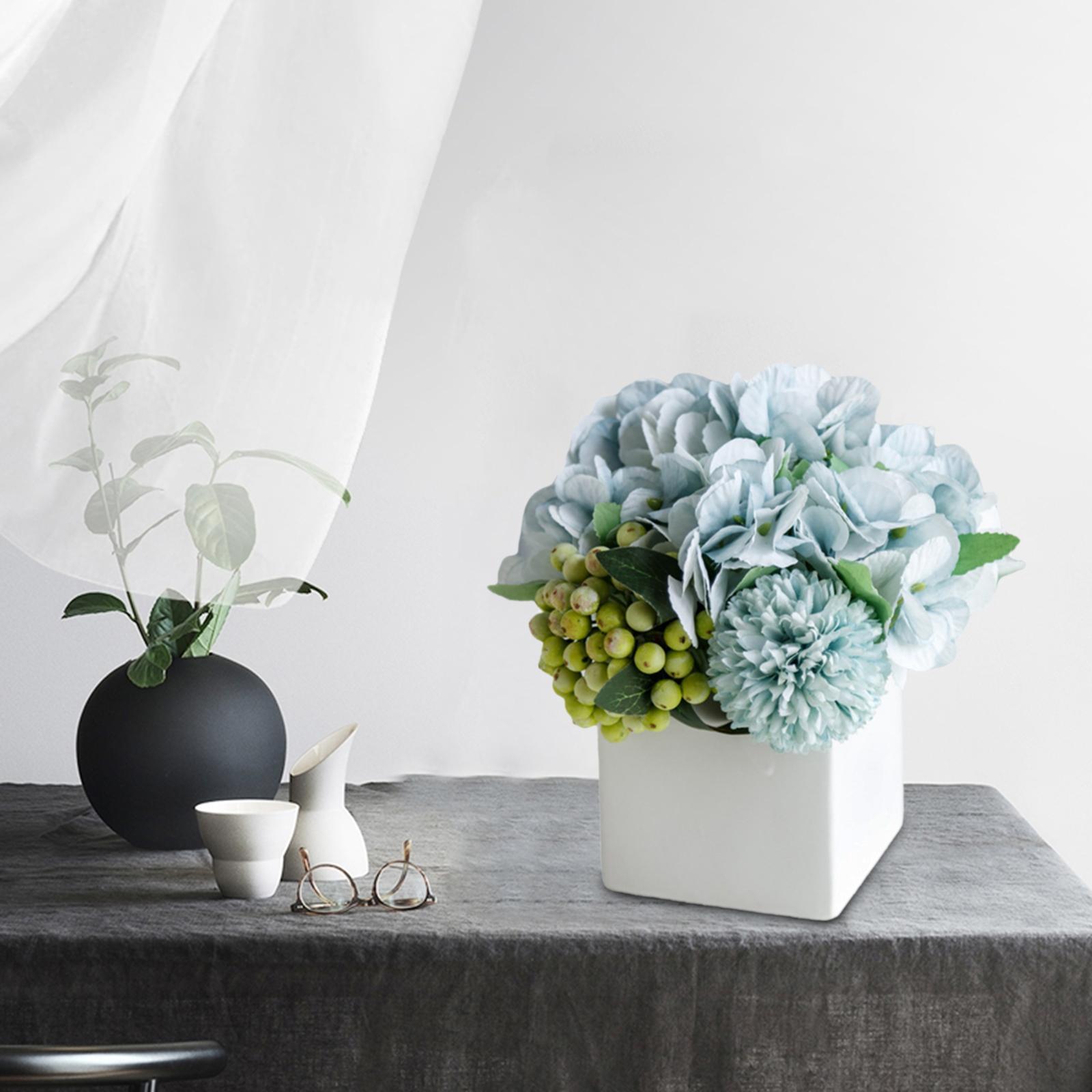 2x Artificial Silk Flowers Hydrangea Flower Arrangements for Decoration