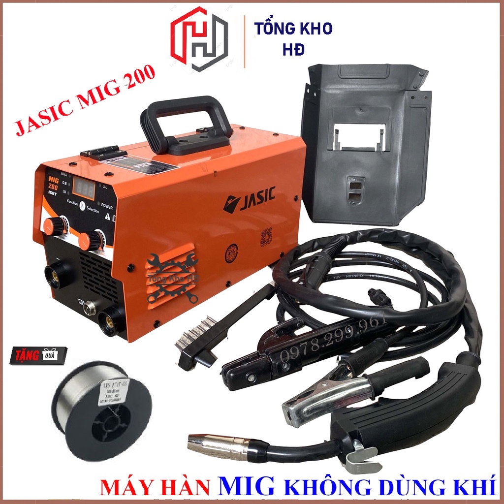 Máy Hàn MIG Không Dùng Khí Jasic Mig 200 - Hàn được cả Que Và Vật Liệu Mỏng( tặng kèm cuộn 1 kg, đôi bao tay hàn, béc hàn)