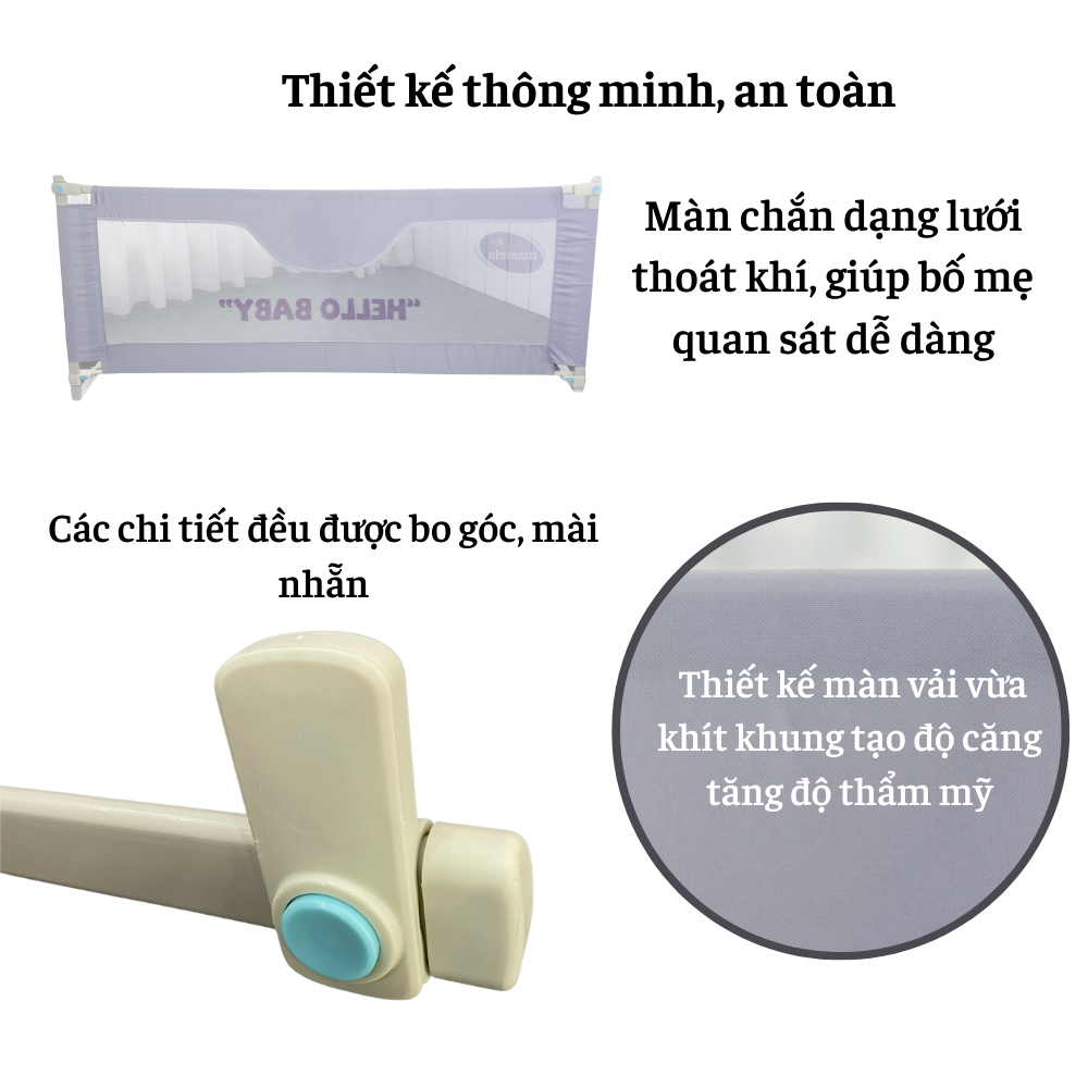 Thanh chắn giường điều chỉnh độ cao Mastela 015 hình dễ thương 2.0M/1.8M