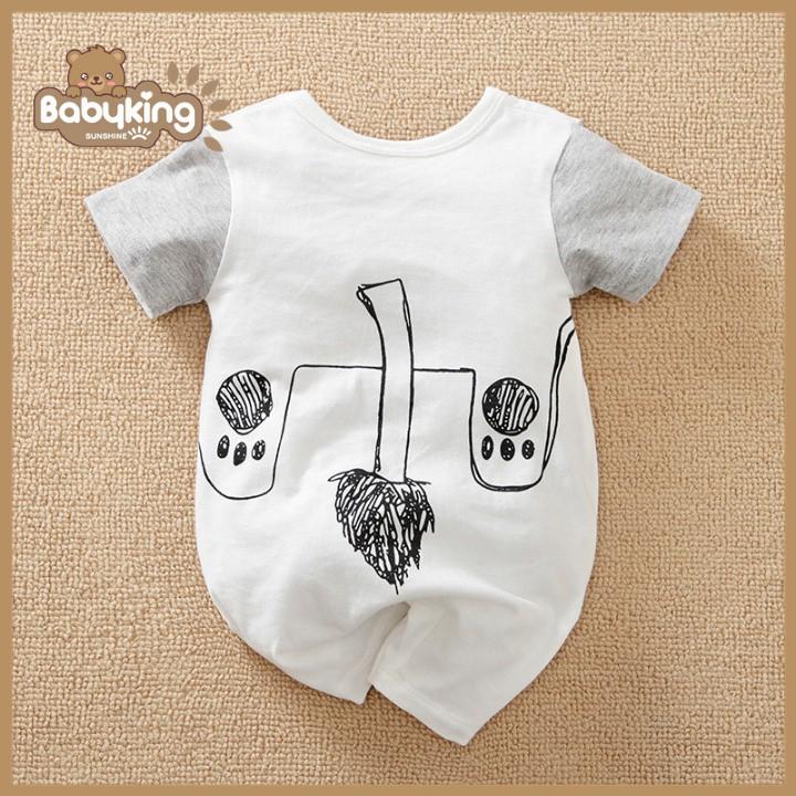 BodySuit,áo liền quần dễ thương ngắn tay kiểu sư tử cho bé (3037),cotton 100%, thương hiệu Aiueo Nhật Bản