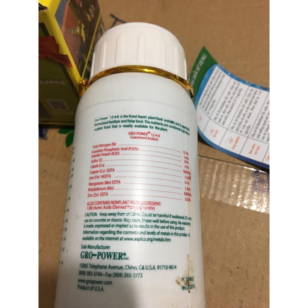 Phân Gro Power 12-4-8 nhập khẩu của Mỹ lọ 240ml