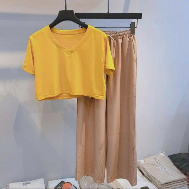 Áo croptop trơn basic cổ tim TTPM90