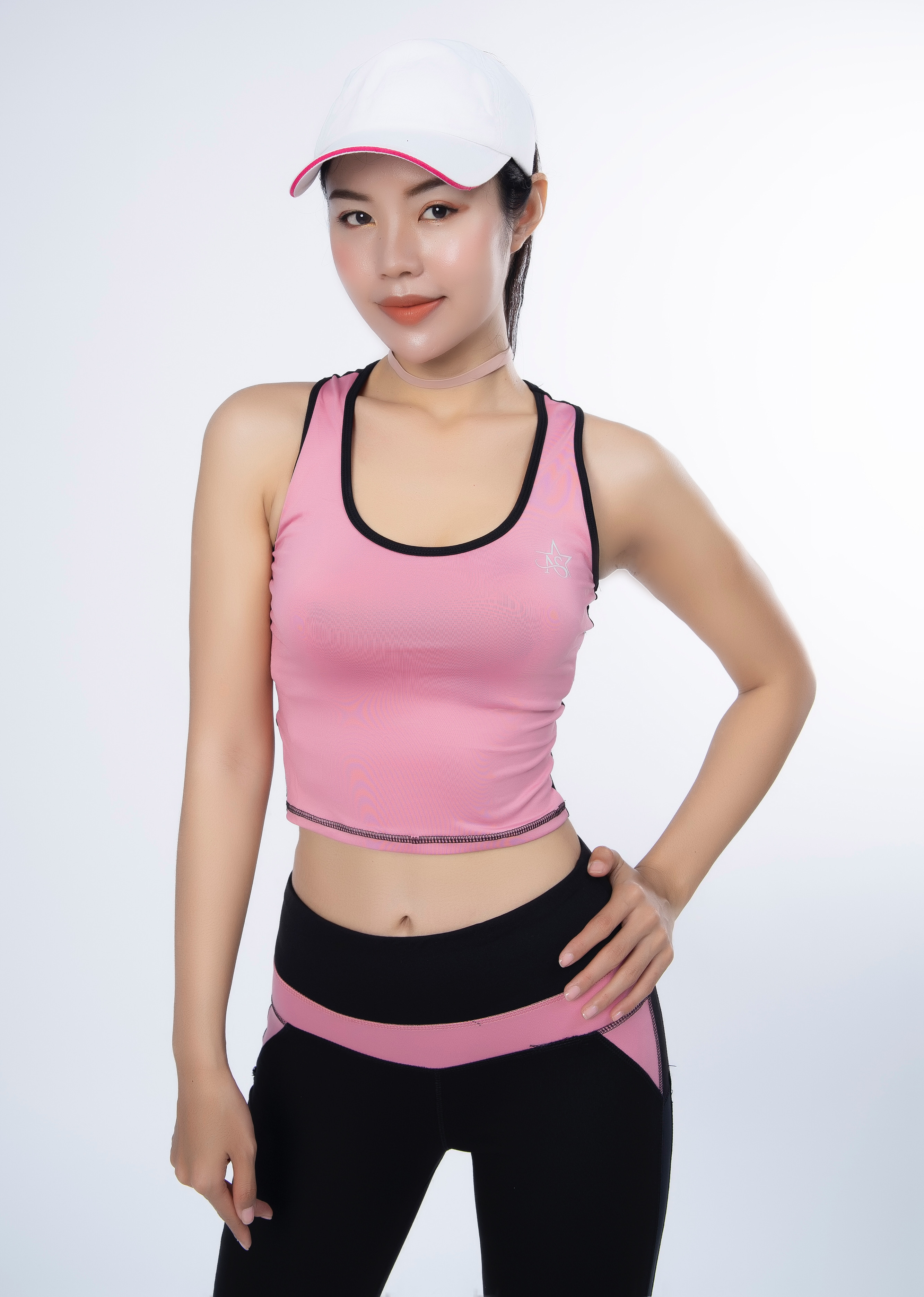 Bộ thể thao nữ quần lửng lưới áo croptop cao cấp màu Cam- DL513