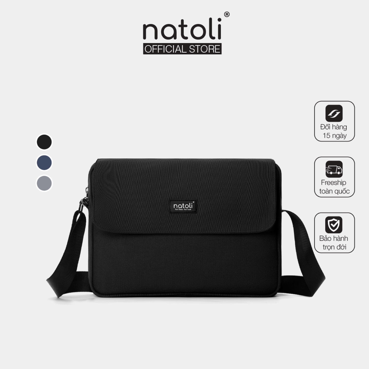 Túi đeo chéo nam nữ Casual Crossbag chính hãng NATOLI đi làm đi học du lịch bản to chống nước cá tính