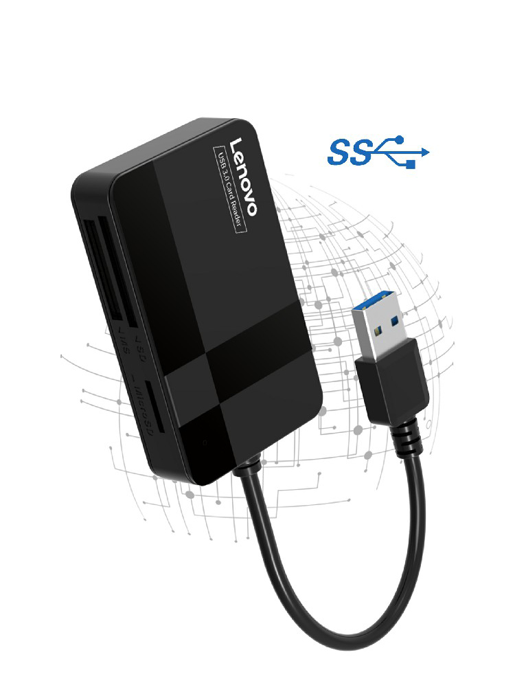 Đầu Đọc Thẻ Nhớ USB 3.0 Lenovo D302 4 trong 1 (TF, SD, CF, MS) - Hàng Nhập Khẩu