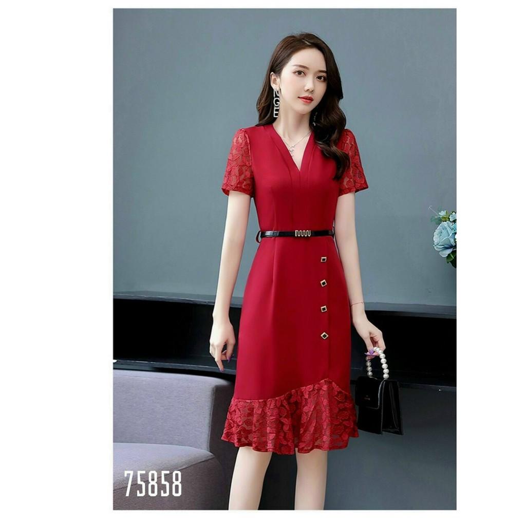 ĐẦM UMI TAY NGẮN,CỔ V,HỌA TIẾT TRƠN NHƯNG VÔ CÙNG SANG TRỌNG
