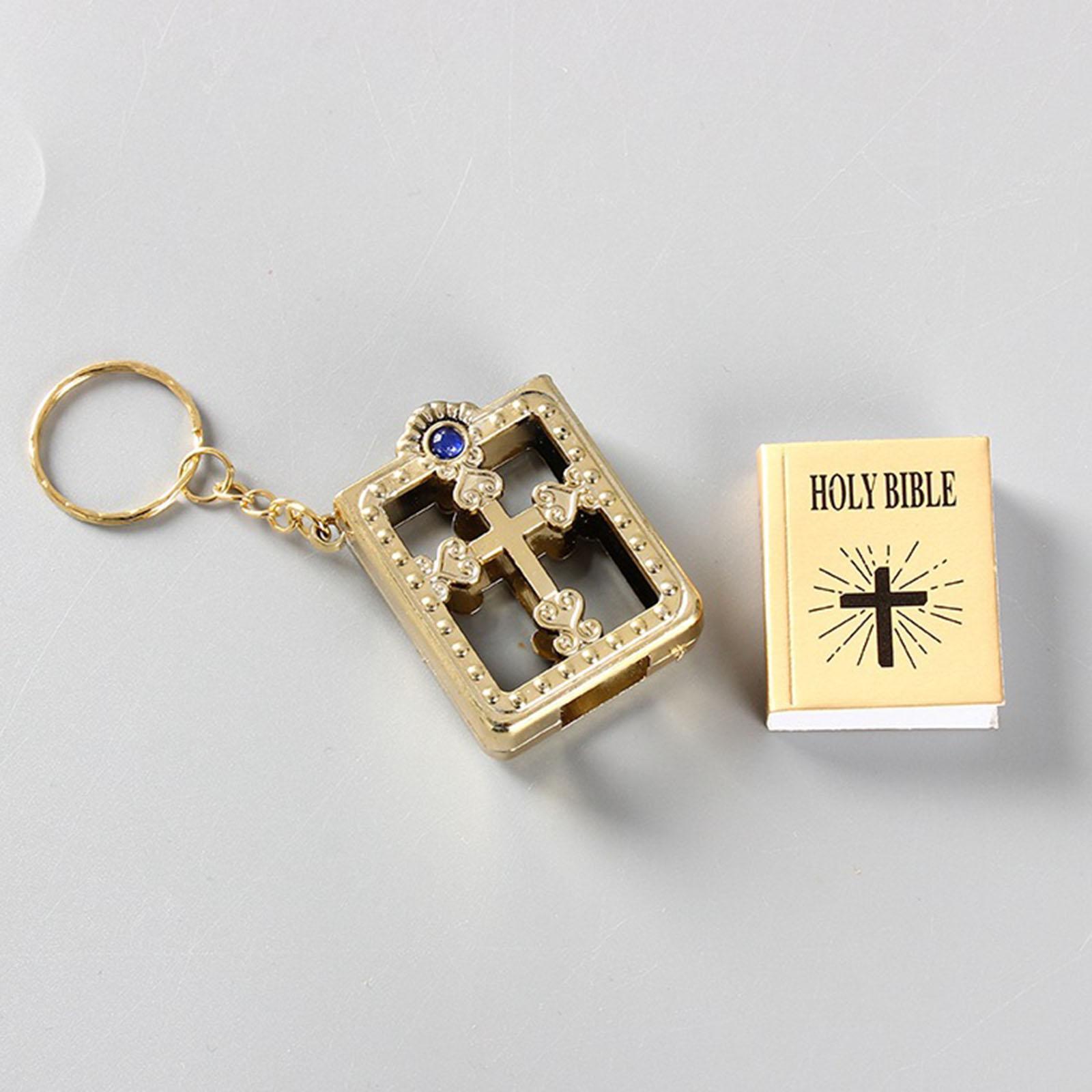 Mini Holy Bible Miniature Pendant Keyring Key Chain Keychain Novelty Golden