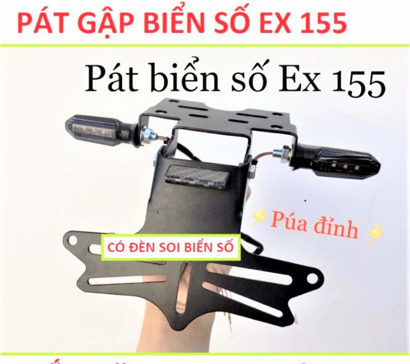 PAT GẬP GẮN BIỂN SỐ CÓ ĐÈN SOI BIỂN LẮP CHO XE EX155 MẪU MỚI LOẠI DẦY ĐẸP