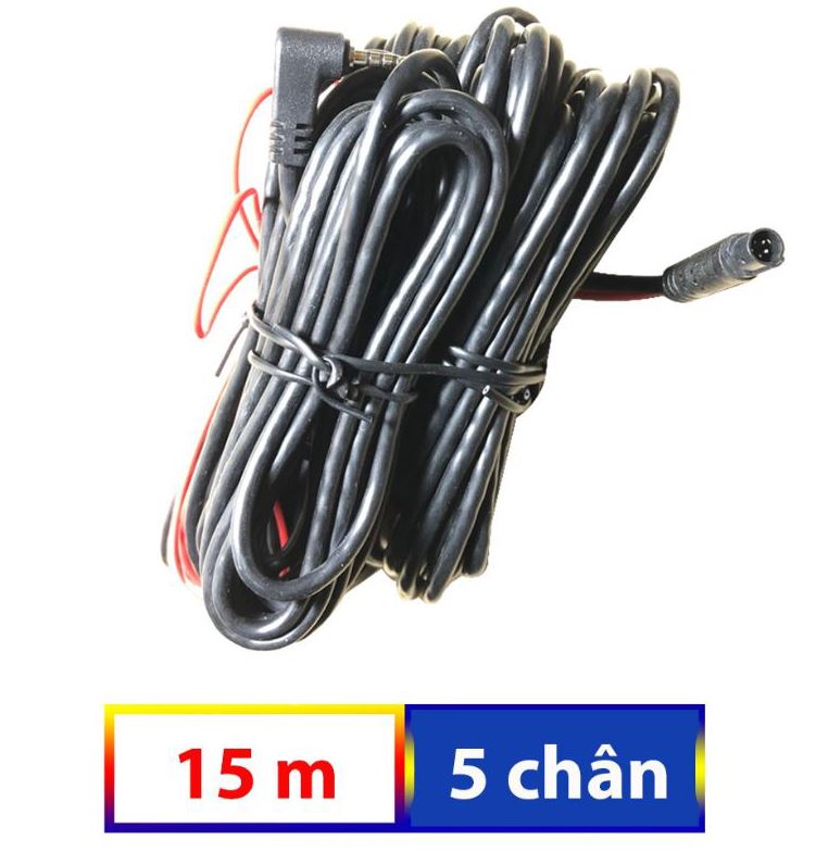 Dây camera lùi ô tô 5 chân dài 6m,10m,15m kết nối camera hành trình bằng jack 2.5mm