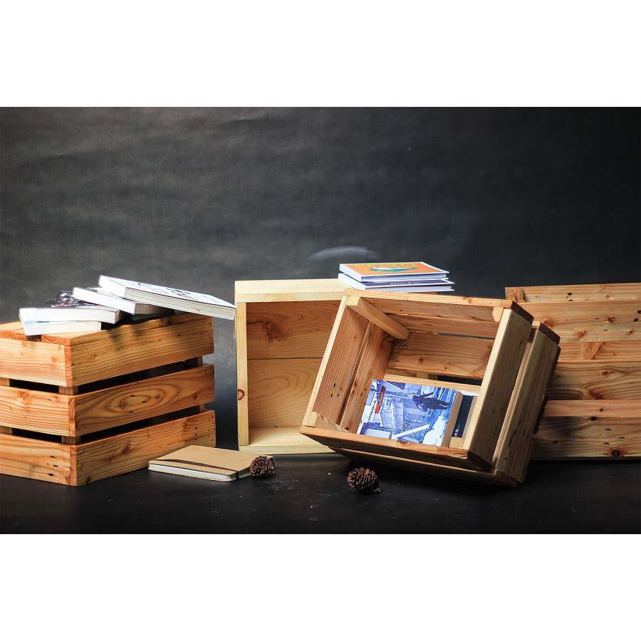 Thùng Gỗ Pallet Đa Năng/ Hộp Gỗ Thông Trang Trí++Size lớn: 40 x 30 x 20 cm+Size bé: 35 x 25 x 15 cm