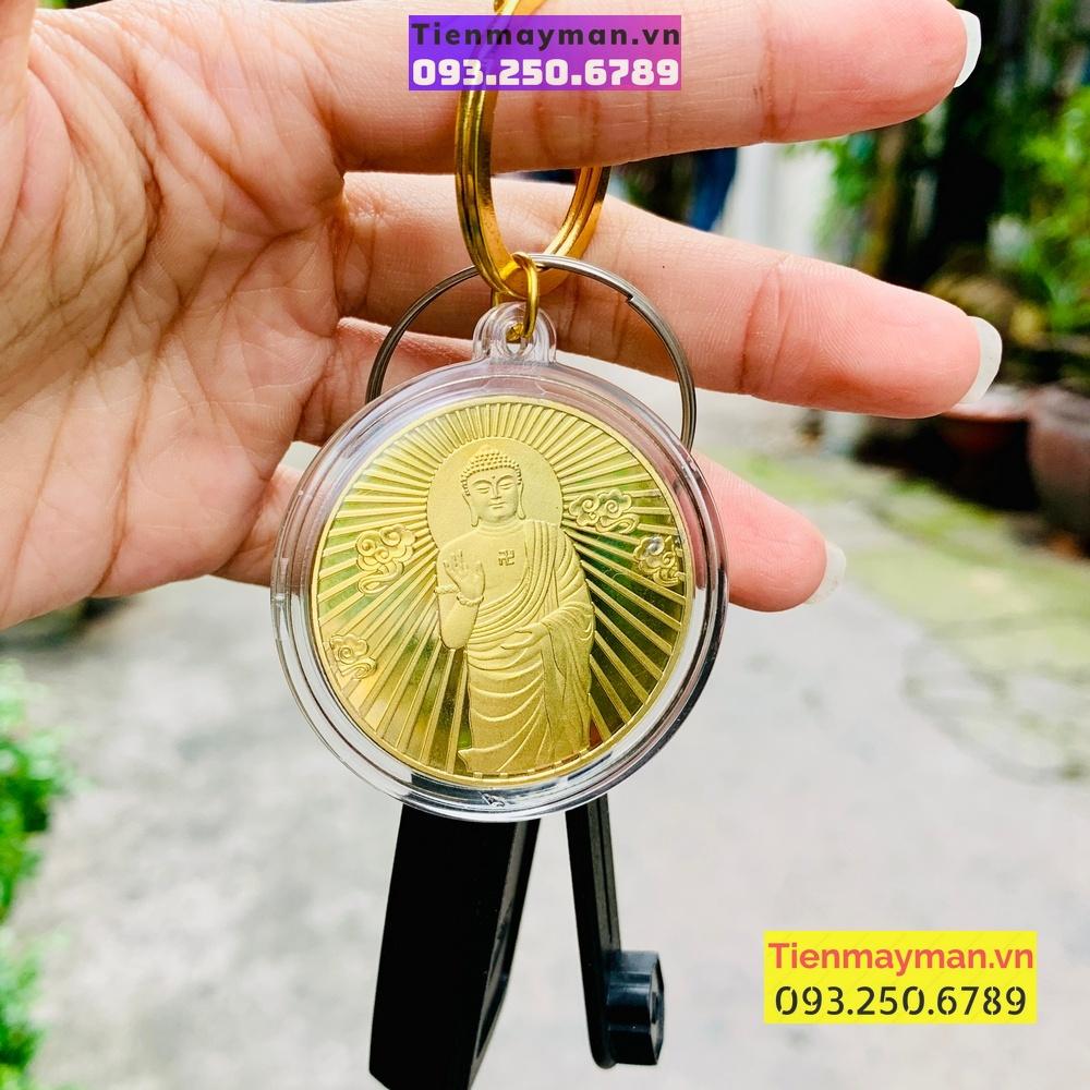 Móc khóa nhà, xe máy Đồng Xu Đức Phật, Phật Tổ Như Lai Mạ Vàng Quà Tặng Bình An May Mắn, mẫu Đứng, Tiền lì xì tết 2023 , NELI