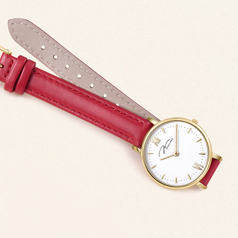 Đồng hồ đeo tay Nữ hiệu JONAS &amp; VERUS X00752-Q3.GGWLR, Máy Pin (Quartz), Kính sapphire chống trầy xước, Dây Da Italy
