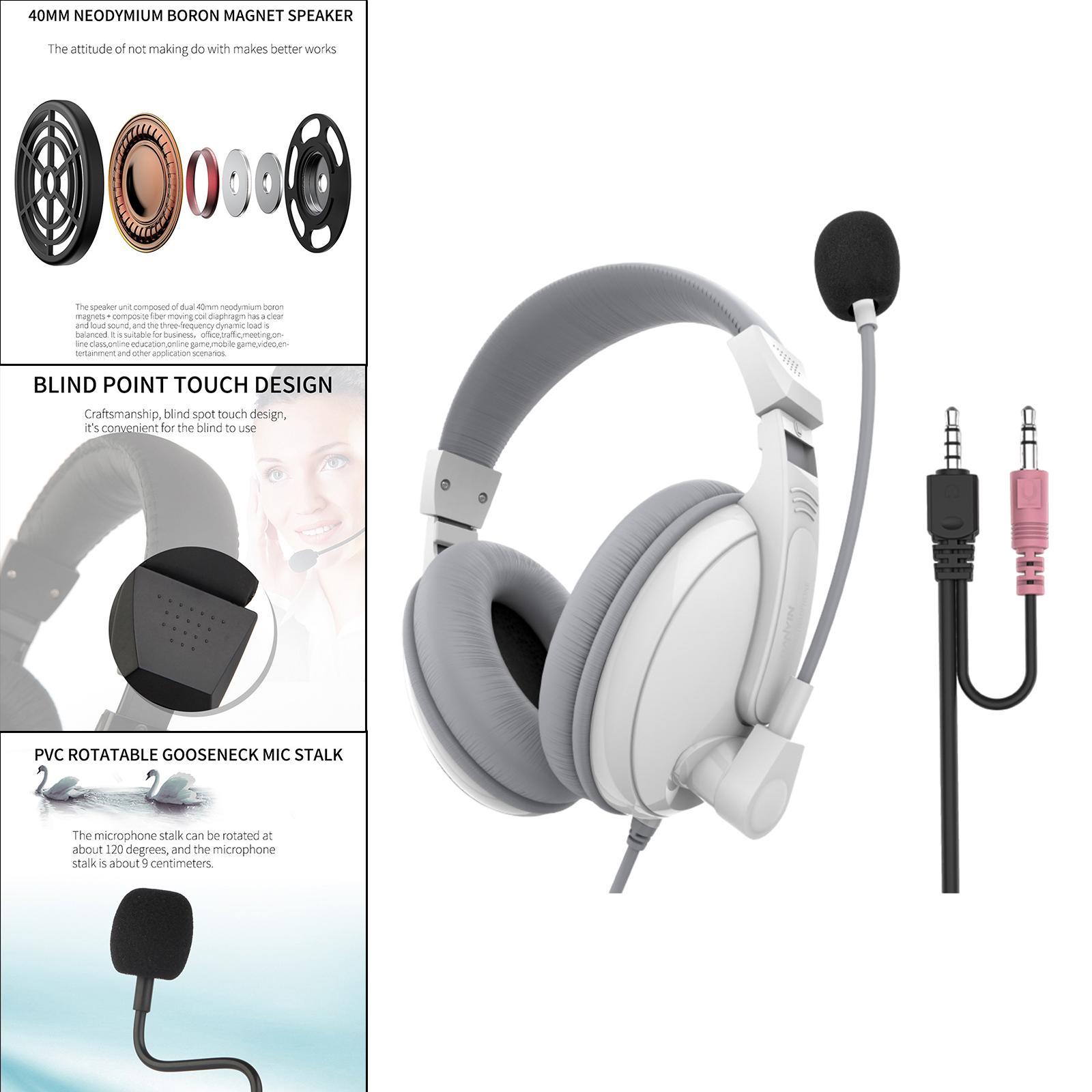 On-Ear Wired 3.5mm Headsets Earphone for Childrens Professional White