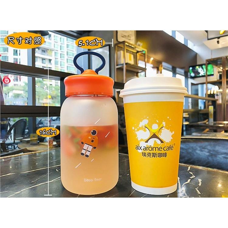 Bình thủy tinh mặt nhám có khe để điện thoại 460ml và 600ml