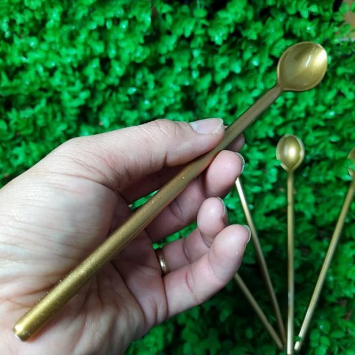 COMBO MUỖNG CÀ PHÊ - Muỗng nhựa màu VÀNG ĐỒNG SIÊU ĐẸP - Muôi Muỗng COFFEE cán dài dùng pha chế nước giải khát, sinh tố