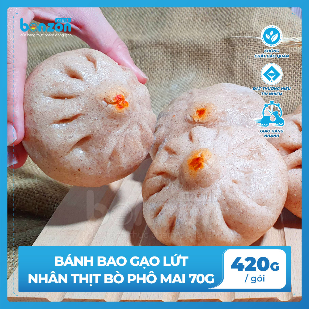 Bánh Bao Gạo Lứt Nhân Thịt Bò Phô Mai 70g