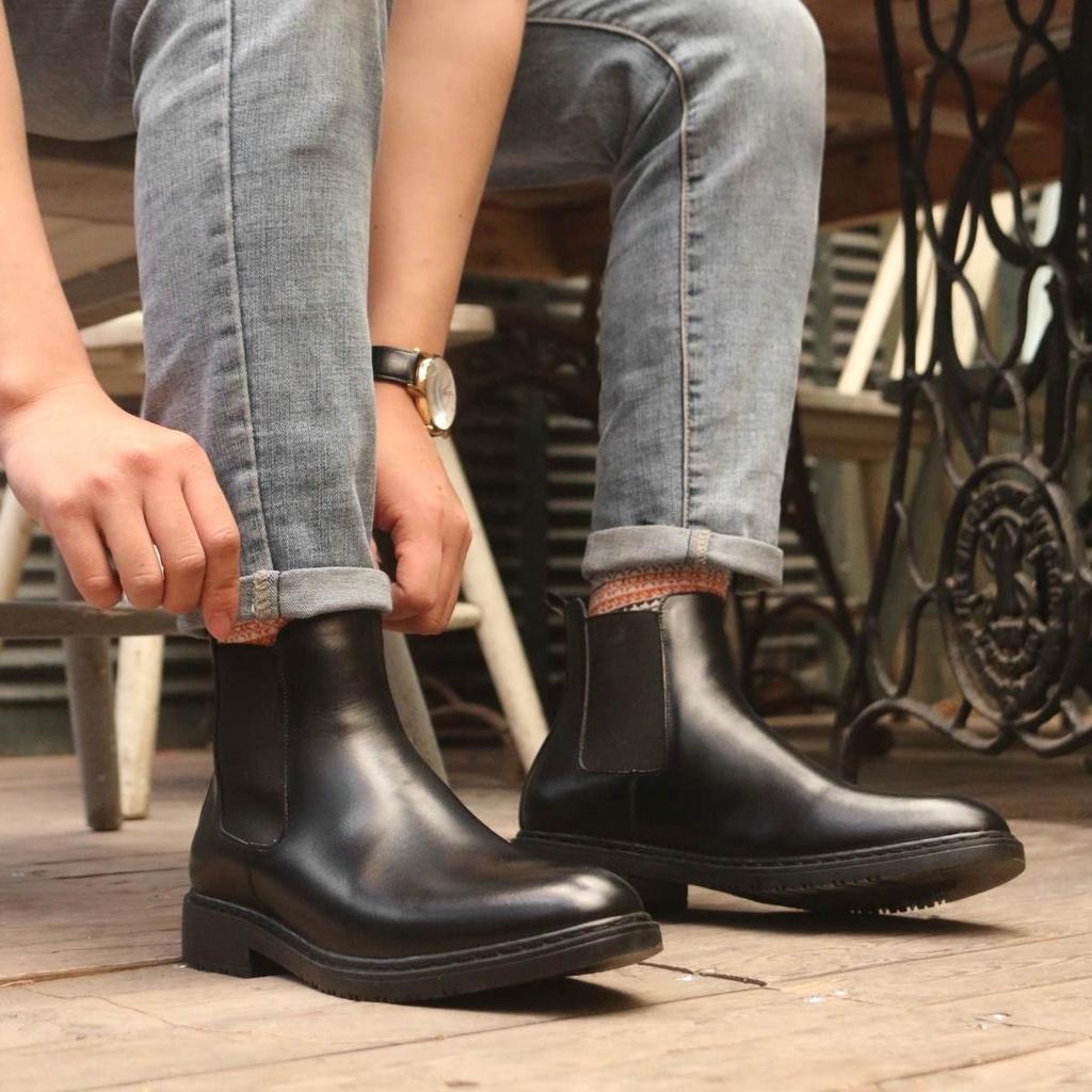 Giày da công sở Chelsea Boots Classic mũi tròn CB.CLA da bò cao cấp nhập khẩu, Lucas Shoes bảo hành 1 năm