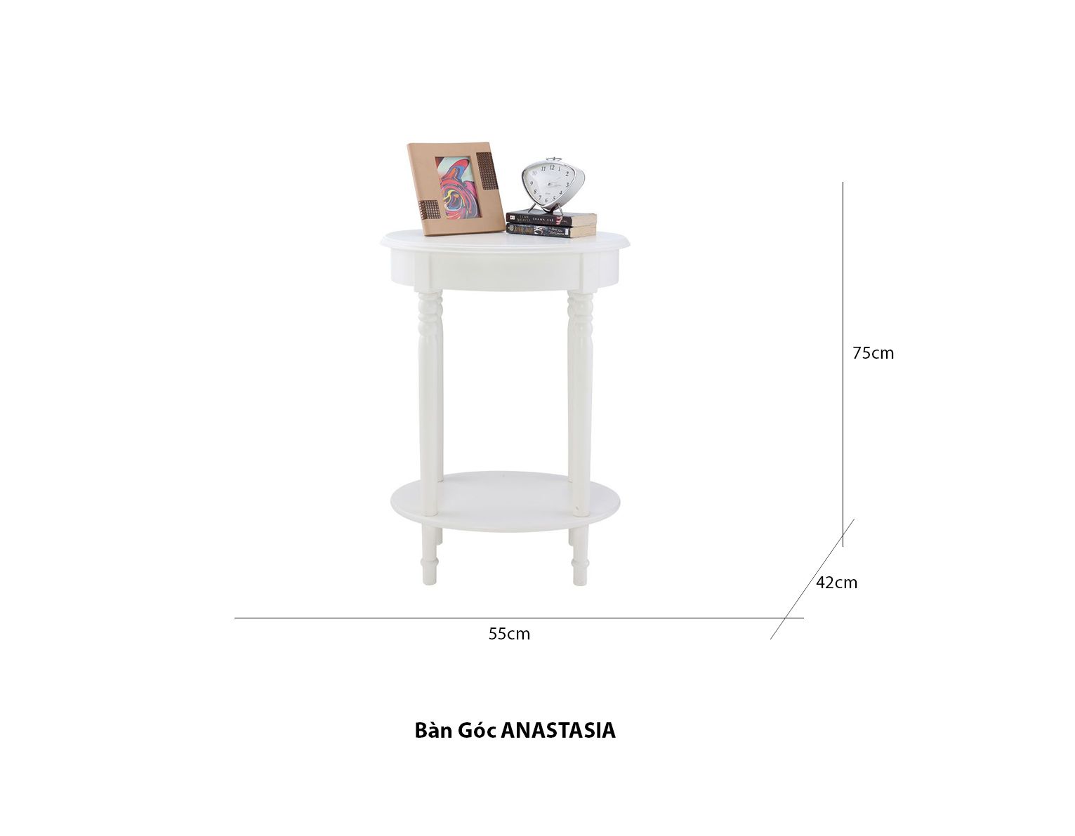 Anastasia Bàn Góc Index - Màu Trắng (55 x 42 x 75 cm)