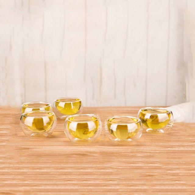 CHÉN 80ml BẰNG THỦY TINH 2 LỚP DÙNG UỐNG TRÀ, CAFE