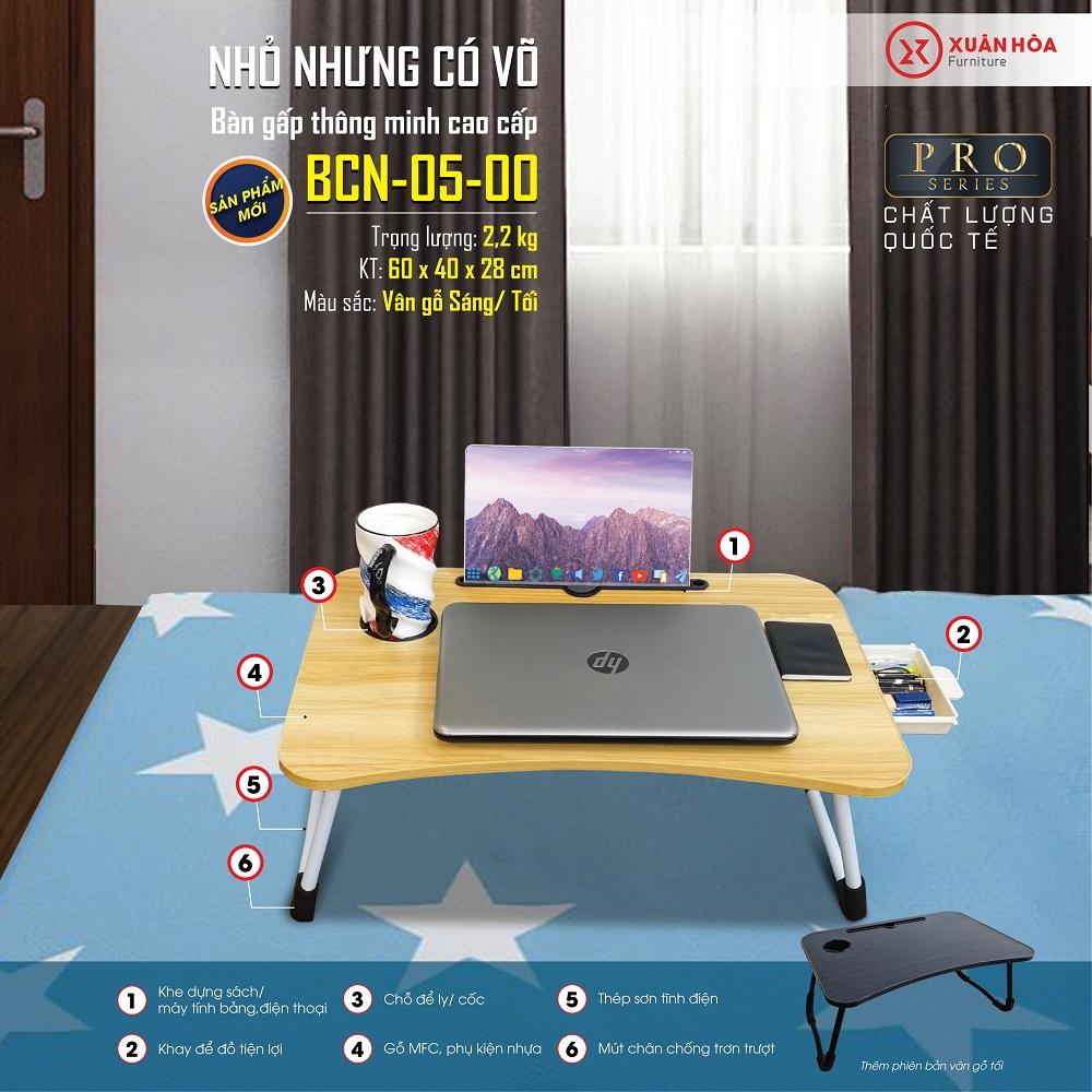 Bàn gấp gọn bàn học online bàn laptop Xuân Hòa BCN-05-00