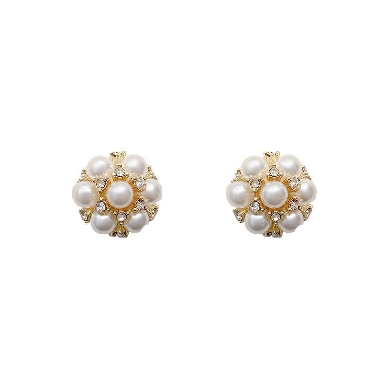 Khuyên tai bông tai nữ dự tiệc tròn hạt trai cân xứng đẹp Ring House